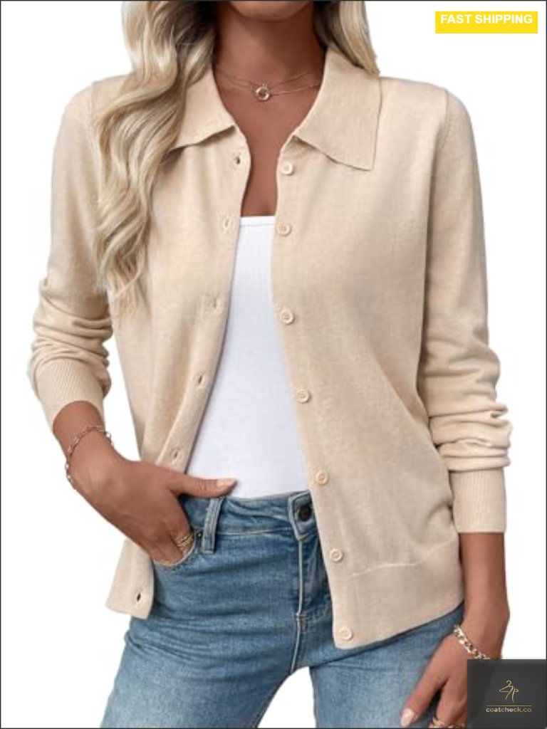 Wool Blend Lightweight Button Down Cardigan Sweater